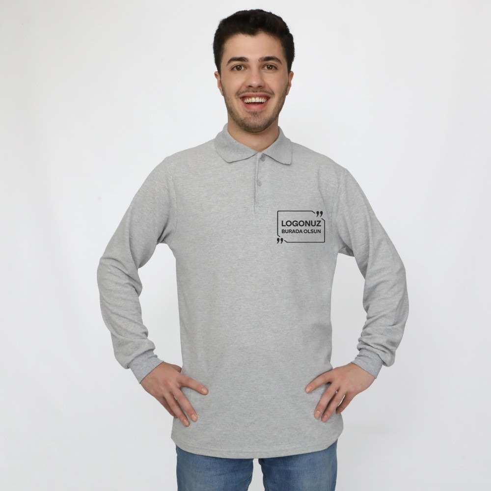 POLO YAKA UZUN KOLLU GRİ  TİŞÖRT