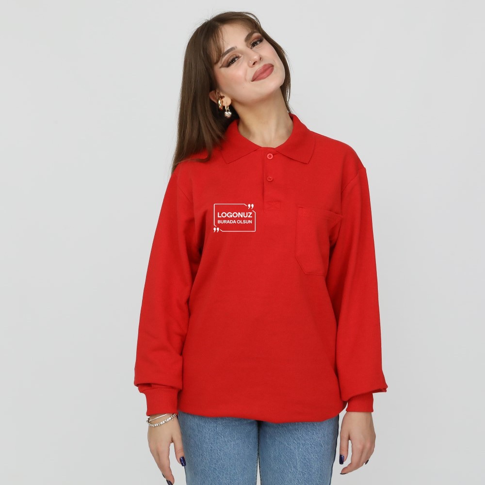 POLO YAKA UZUN KOLLU 2 İPLİK SWEAT 