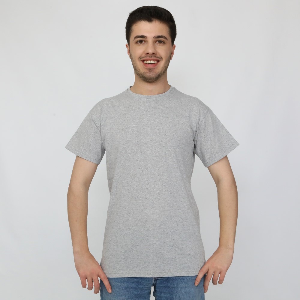 SIFIR YAKA 1. KALİTE GRİ TİŞÖRT