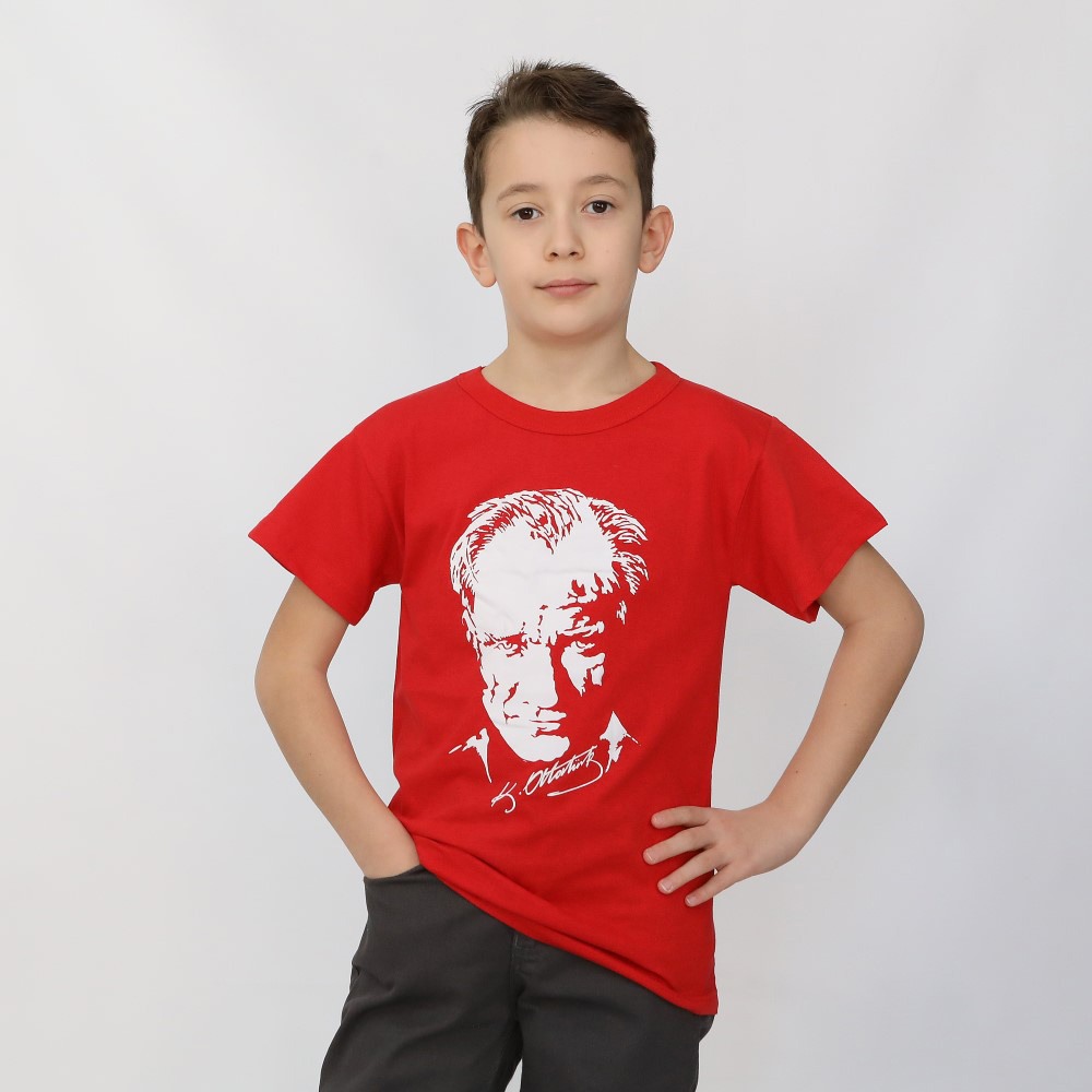 ATATÜRK BASKILI ÇOCUK TİŞÖRT KIRMIZI