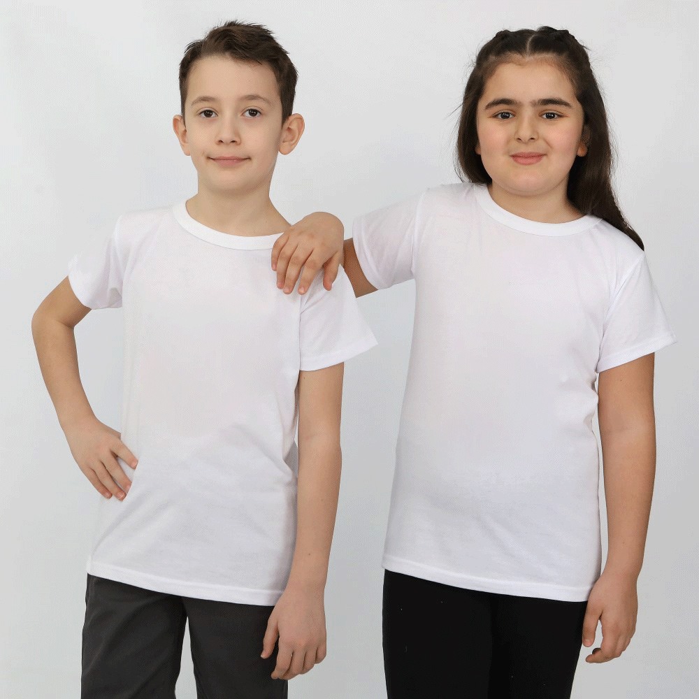  ÇOCUK SIFIR YAKA BEYAZ TİŞÖRT