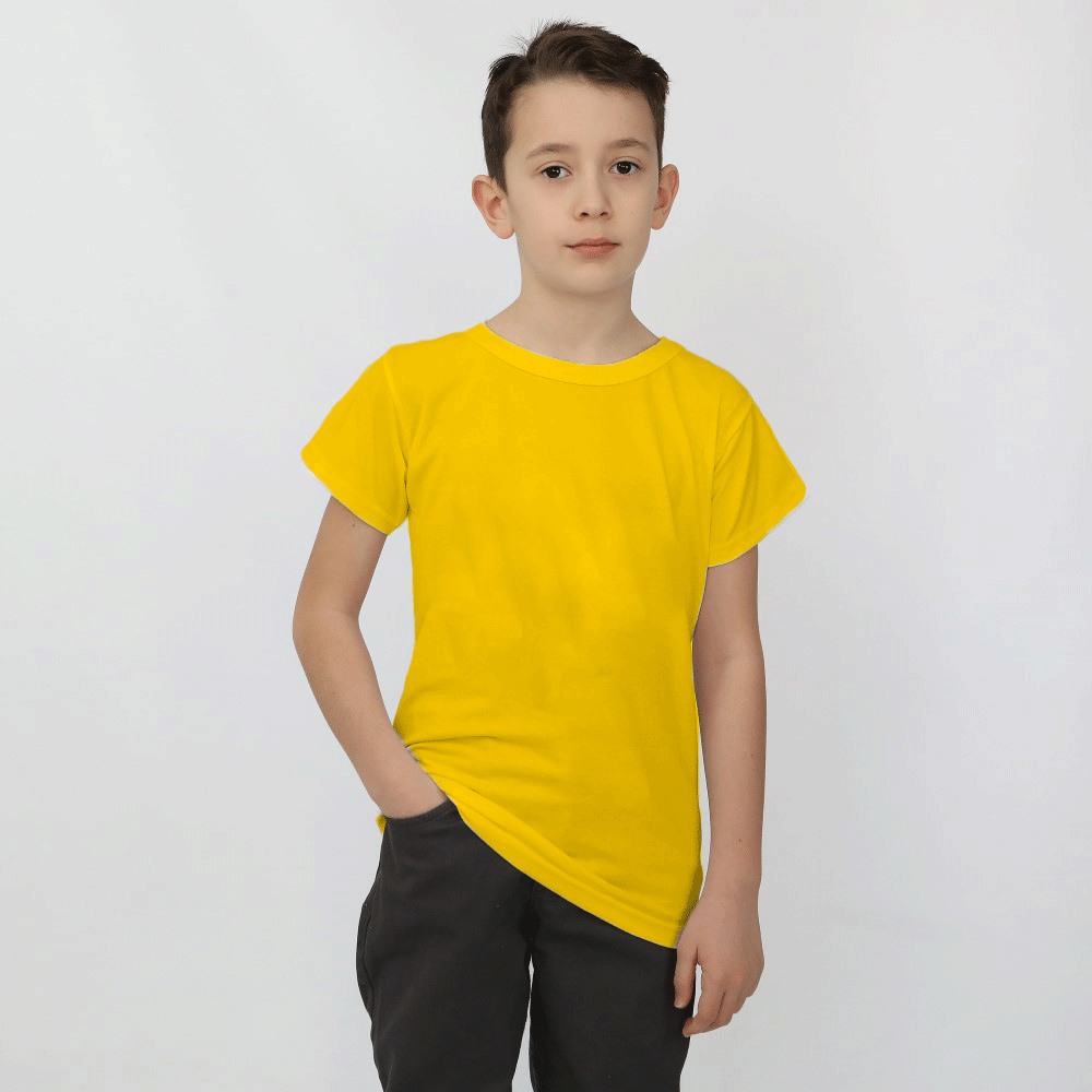  ÇOCUK SIFIR YAKA SARI TİŞÖRT