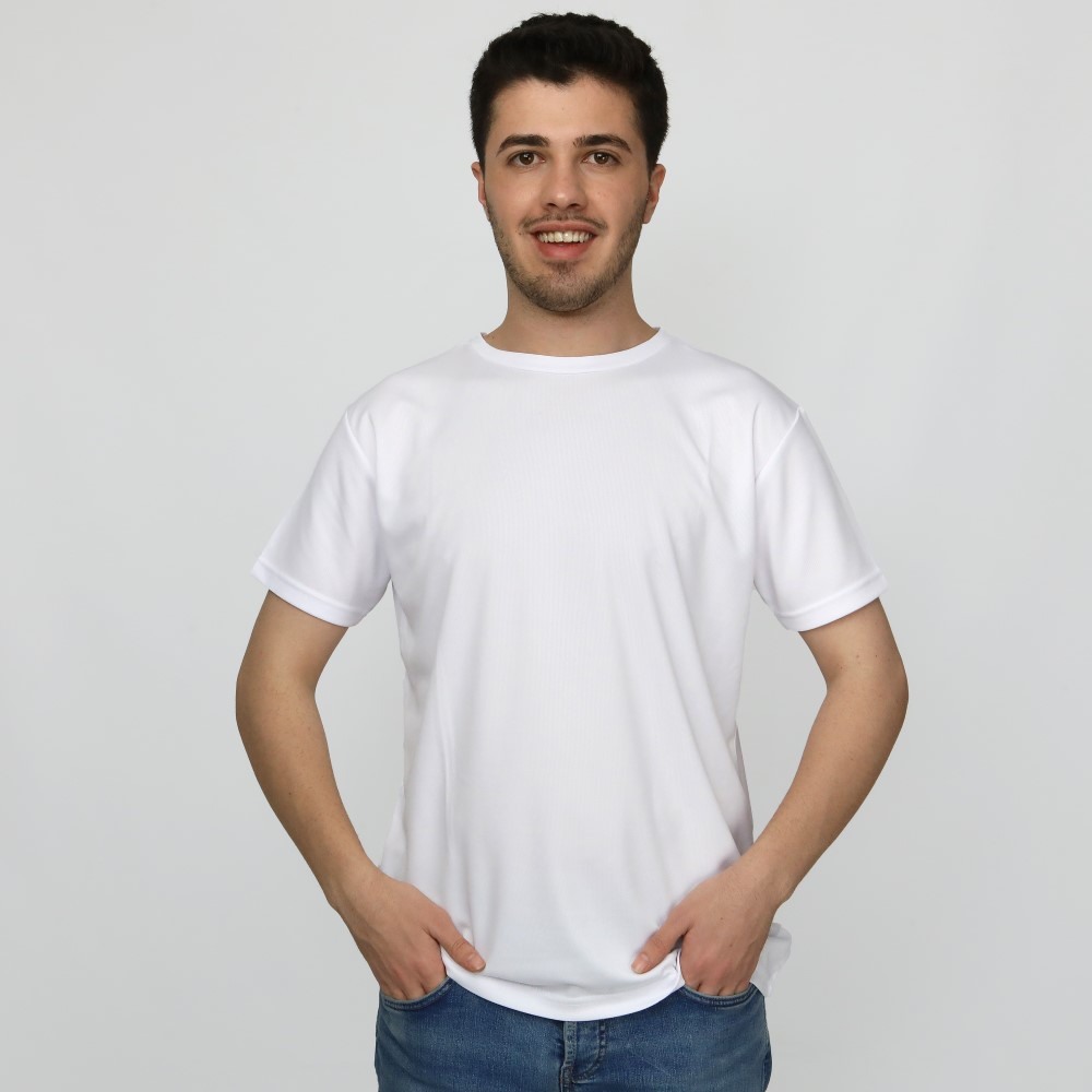 POLYESTER SIFIR YAKA BEYAZ TİŞÖRT