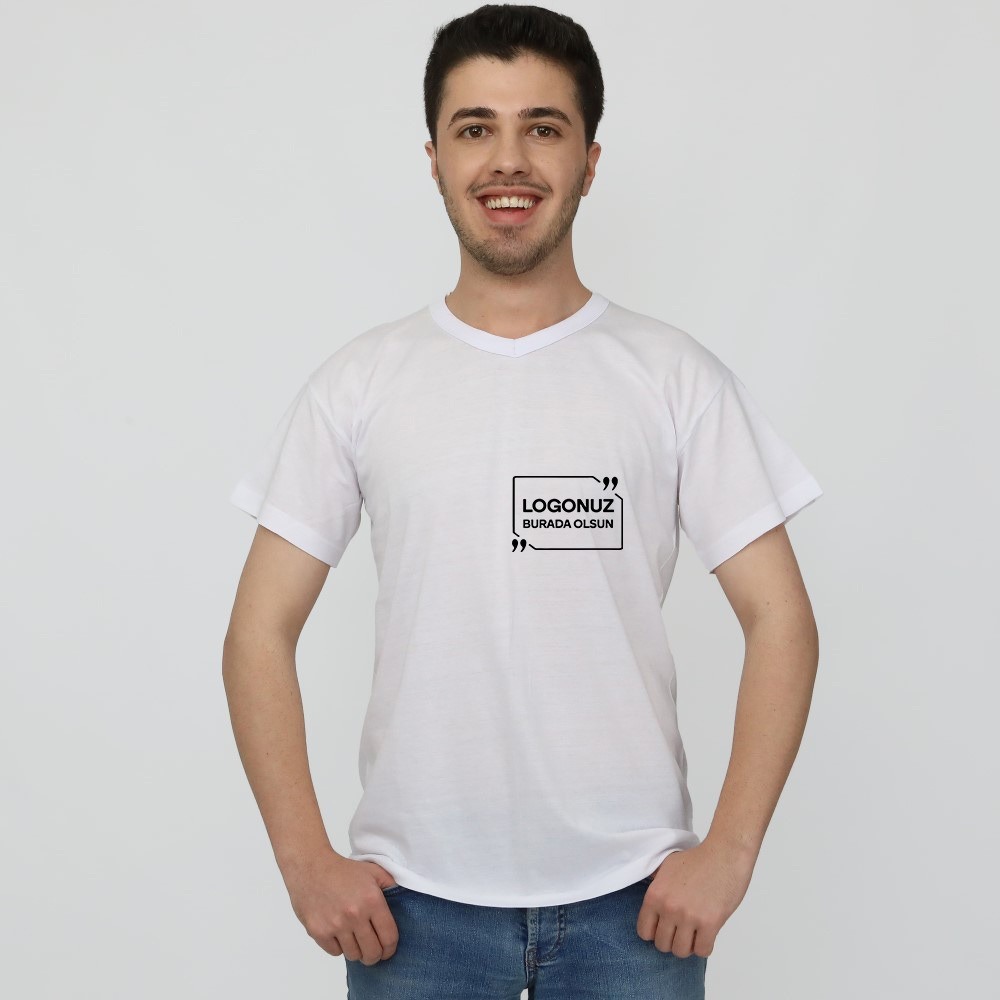 V YAKA BEYAZ TİŞÖRT